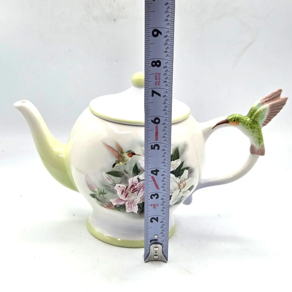 Teleflora Hummingbird and Lillies Teapot By Lena Liu Porcelain Tea Pot w/ Lid